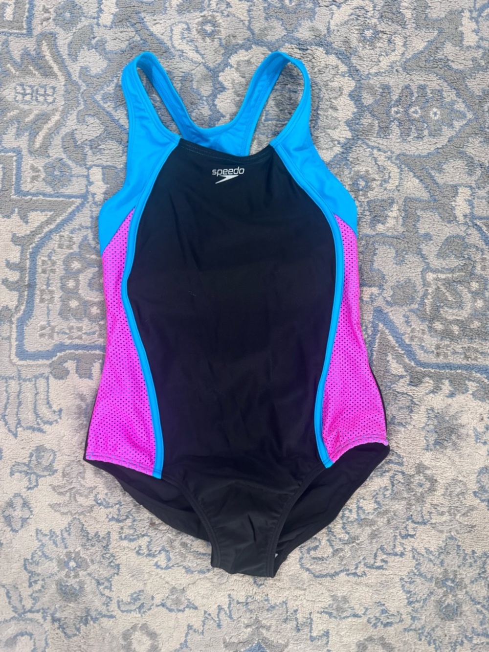 Speedo Black One-Piece with Bright Blue Trim